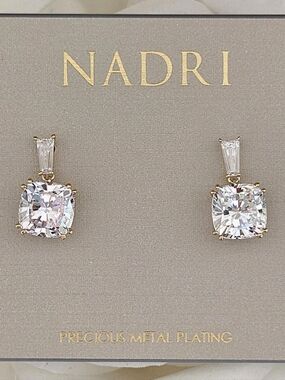 Nadri A La Carte Cubic Zirconia Drop Earrings Gold Precious Metal Plated Wedding